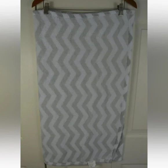 RN 119741 Chevron Baby Blanket Gray White Zig Zag Stripes Plush Lovey